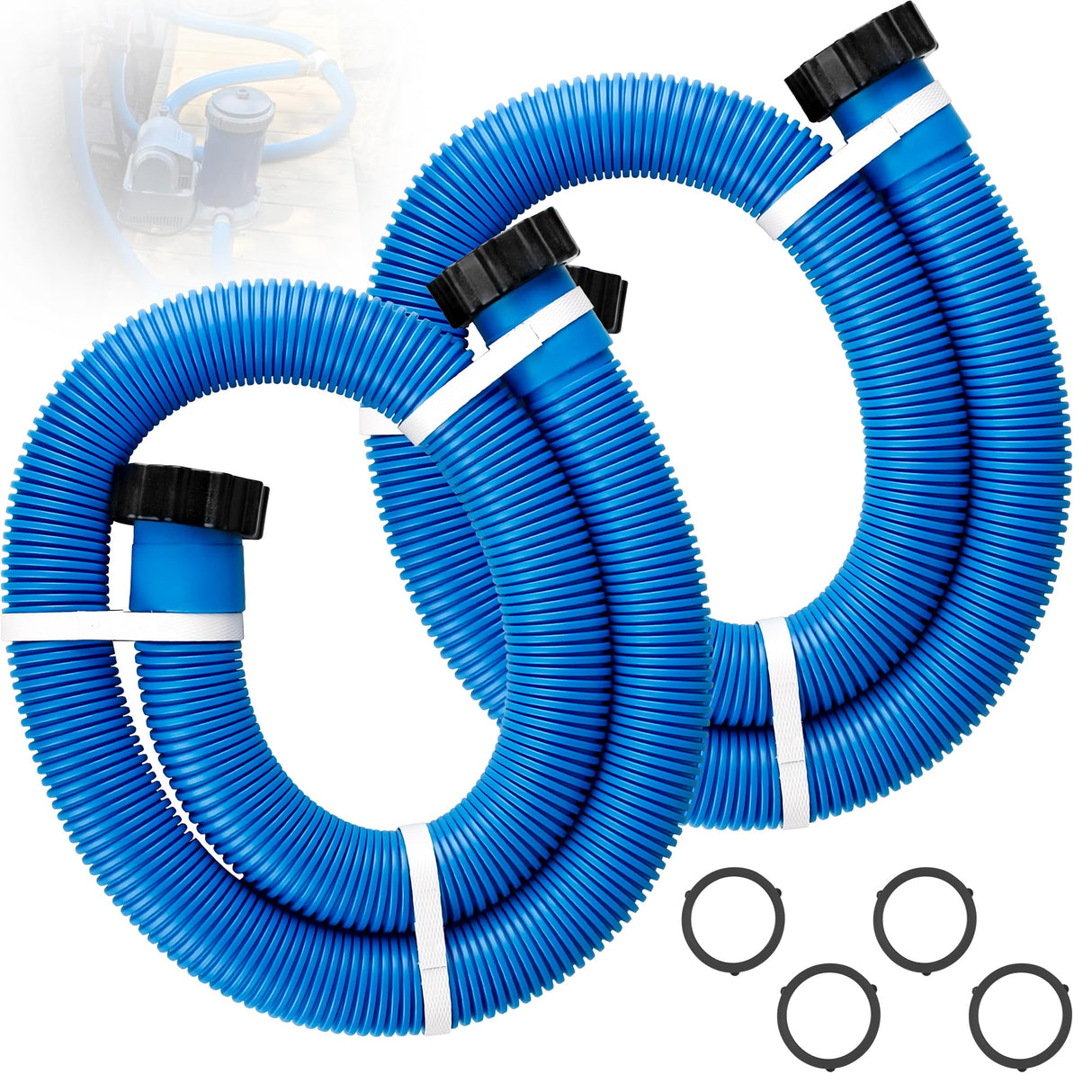 1.5" Pool Pump Hose for 29060E Intex Pumps, Saltwater Systems, and Sand Filters,59" Long Replacement Hoses fit for Intex & Coleman Above Ground Pools Parts (2 Pack)