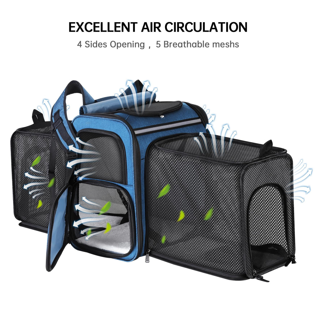 Groxkox Cat Carrier Backpack for Travel,Dog Carrier Backpack for Large cat, Small Dogs,Puppies Up to 20 Lbs,Expandable Cat Backpack for Outdoor Hiking,Pet Carrier Backpack,Cat Backpack Carrier (Blue)