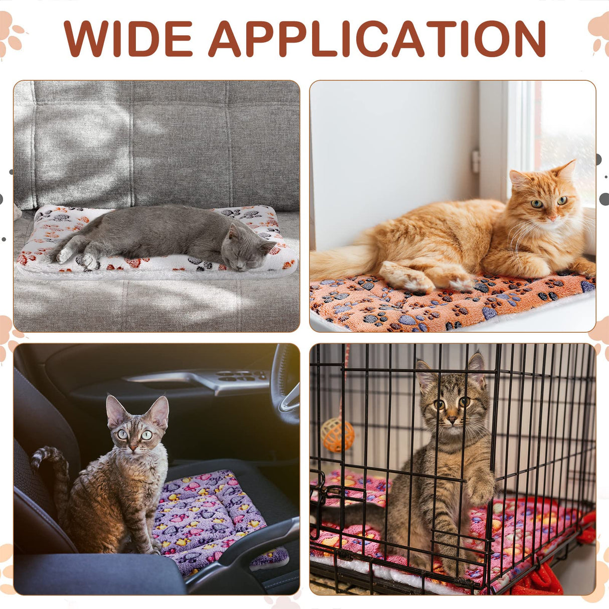 Tuanse 4 Pack Ultra Soft Dog Cat Bed Mat Small Animal Guinea Pig Bed with Cute Print Reversible Fleece Dog Crate Kennel Pad Cozy Washable Thickened Hamster Pet Beds Mat(21 x 14 Inches,Vivid Color)