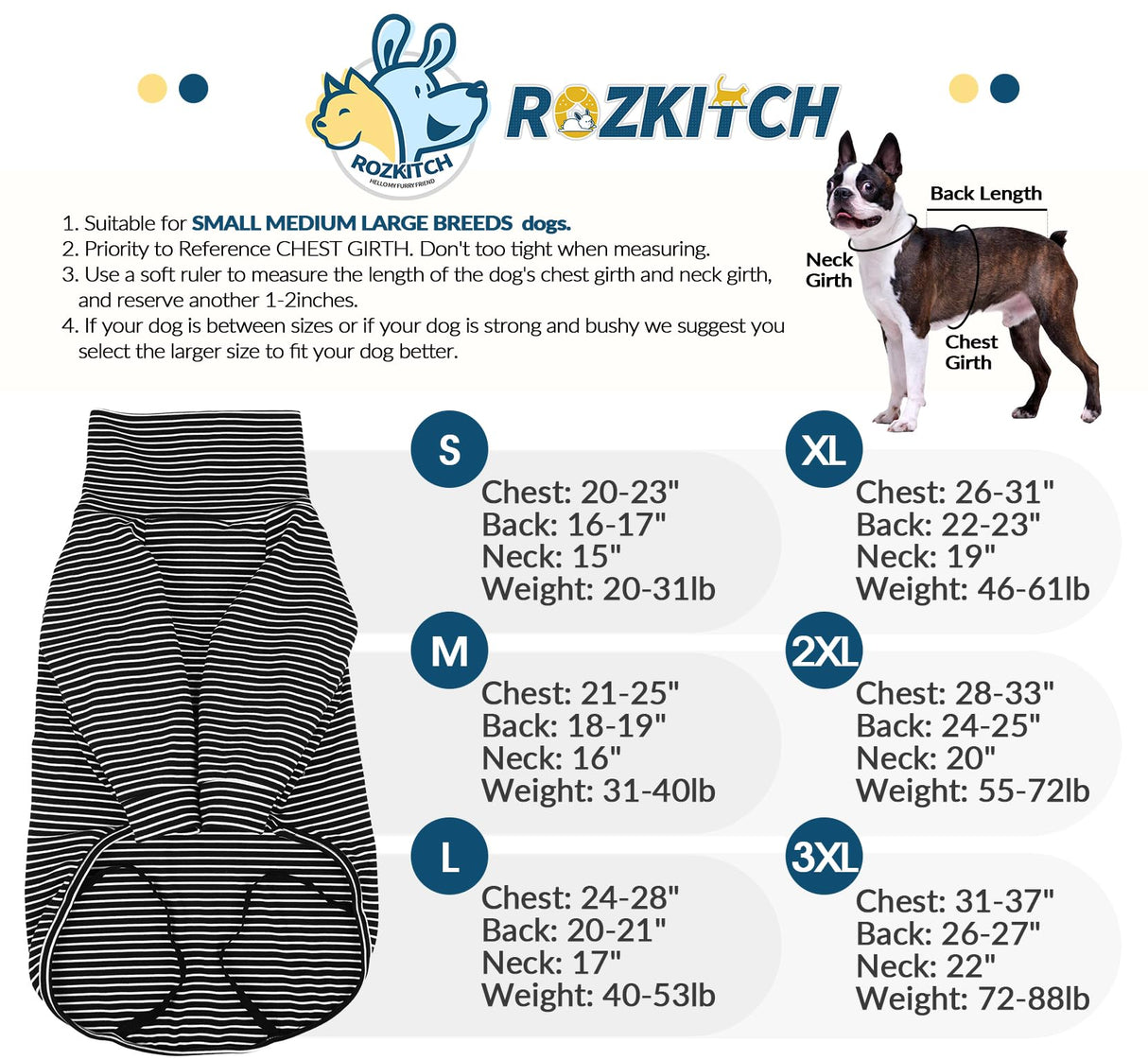 ROZKITCH Dog Fleece Sweater for Small Dogs Male Girl, Lightweight Shirt with Leash Hole, Soft Jumpsuit Loungewear for Indoor Outdoor Dailywear for Pug, Shih Tzu, Cocker Spaniel Blackwhite S
