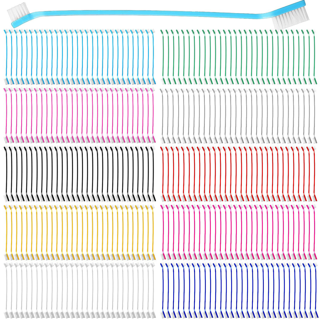 Eaasty 300 Pcs Dog Toothbrush Bulk Dual Headed Dental Brushes Puppy Tooth Brushing Kit Long Handle Toothbrush for Large Small Dogs Cats Puppy Teeth Cleaning Oral Dental Care Supplies 10 Colors