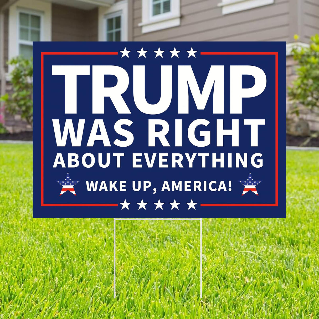Probsin Trump 2024 Yard Sign with Metal H Stakes Double Sided 12" x 17" Trump Was Right About Everything Wake Up America Sign Outdoor Decorations for Indoor Outdoor Lawn,Garden,Window,Party Supplies