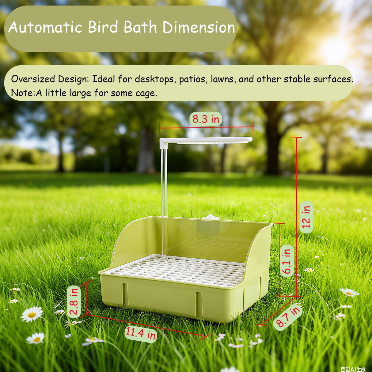 ROOJUNE Bird Bath, Automatic Parrot Shower Bath with Pump, Birds Shower Bathtub with Running Water, Birdcage, Medium Birds Parakeet Budgies Cockatiels Conures Finches, Lovebird