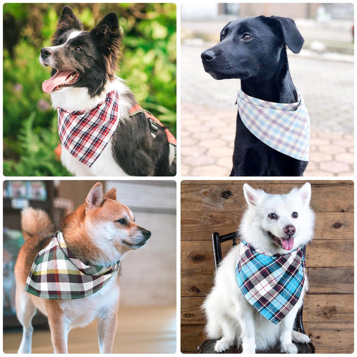 Segarty 15 Pack Triangle Plaid Bibs, 22.8"x15.7" Pet Scarf Washable Dog Bandanas Accessories Bulk for Small Medium Dogs Cats Large Puppy, Adjustable Reversible Boy Pets Birthday Kerchief