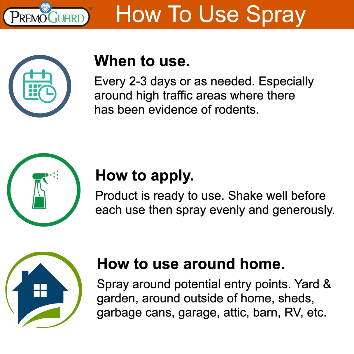 Rodent Repellent Spray by Premo Guard - 32 oz - Natural Child & Pet Safe - Uses Peppermint Oil to Repel Mice, Rats, Skunks, Raccoons, Deer & Other Unwanted Animals - Ready to Use for Indoor & Outdoor