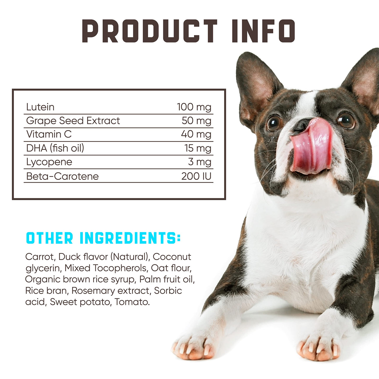 Eye Vitamins for Dog Eye Health & Tear Stains - Clear Vision Soft Chews for Dog Eye Care & Immune Support with Lutein, Lycopene, Vitamin C, Carrot, Fish Oil for All Breeds and Ages - 180ct