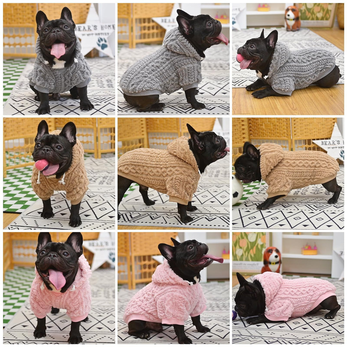 KOOLTAIL Fuzzy Dog Sweater Hoodie for Small Medium Large Dogs, Soft Fleece Pet Clothes Sweatshirt with Leash Hole, Warm Winter Dog Sherpa Jacket Snuggie Cold Weather Coat for Puppy Cats Girl, Pink L