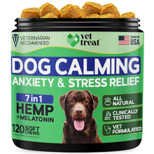 Load image into Gallery viewer, Hemp Calming Chews for Dogs Anxiety -120 Hemp Dog Calming Chews - Anxiety Relief Treats with Melatonin - Advanced Pet Stress Relief, Separation Aid, Barking, Thunder, Fireworks, Travel - Made in USA