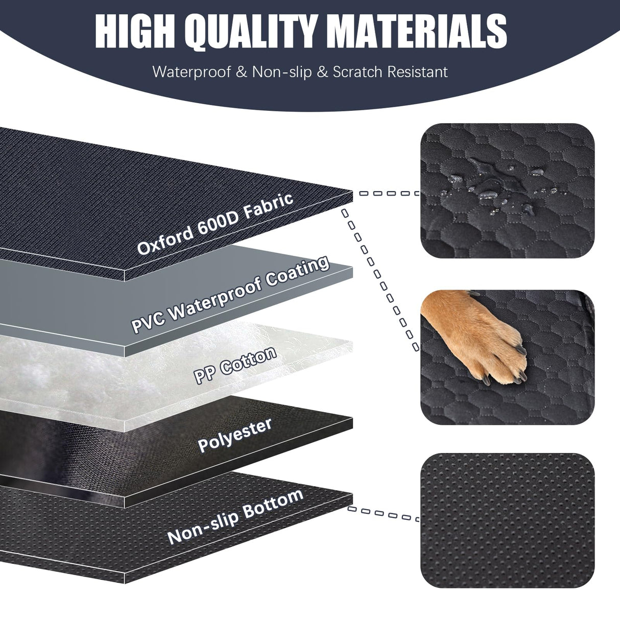 Dog Car Seat for Medium Small Dogs, Pet Car Seat with Adjustable Safety Belt & Storage Pockets, Breathable Waterproof Pet Car Seats Cover, Small Dog Seats for Dogs Under 30lbs (Medium, Black)