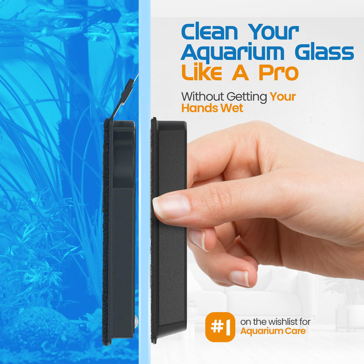 FLIPPER Float Nano Magnetic Aquarium Cleaner – 2-in-1 Flip Scrubber and Scraper, Floating Design with Strong Magnets for Algae and Debris Removal on Small Glass Tanks up to 1/4" (6mm)