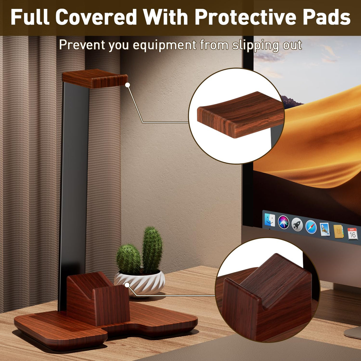Controller Stand Wood Headphone Stand for Desk Gaming Desk Accessories Controller Holder for Gaming Equipment Headset Holder Gift for Father,Son,Husband,Boyfriend