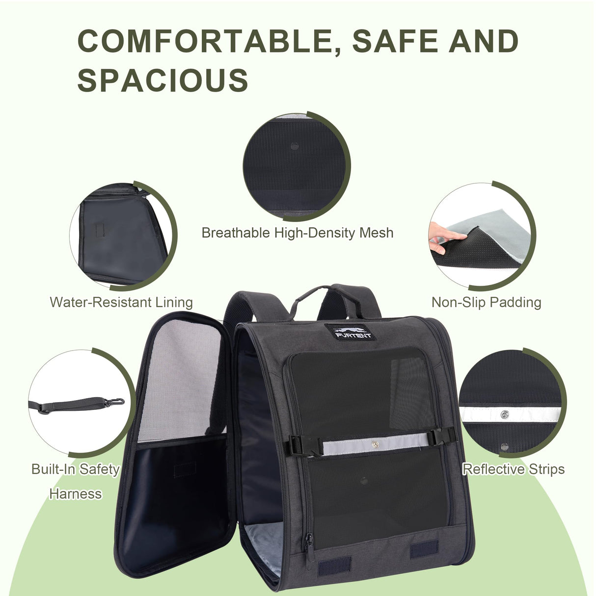 Dog Carrier Backpack for Cats and Puppies,up to 5-17 lbs,Portable and Breathable Mesh, Storage Pockets, and Built-in Safety,Pet Carrier for Hiking and Outdoor Use,Black