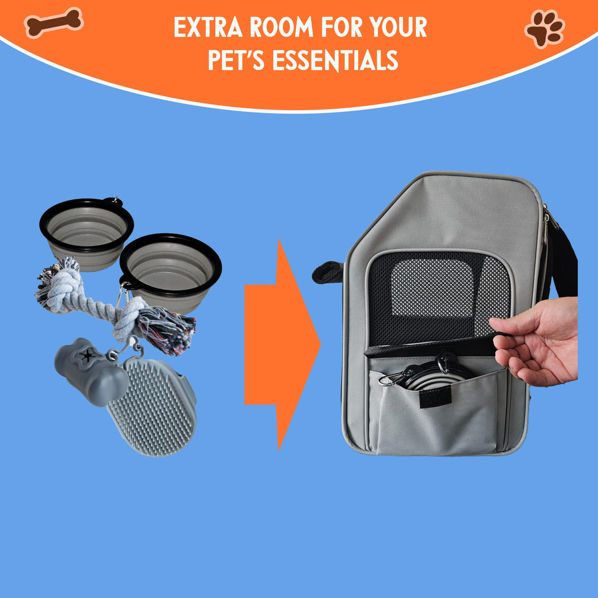 Zeus Urban Expandable Pet Backpack Carrier – Dog & Cat, Bonus 2 Collapsible Pet Bowls, Travel Bag with 4-Way Entry, Mesh Windows, Storage Pockets, Secure Zippers, Washable Cushion