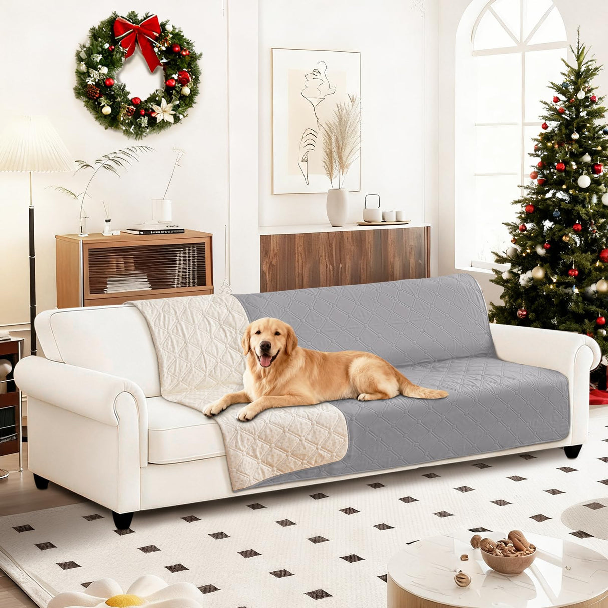 CYCMACO Waterproof Couch Covers for Pets, Waterproof Dog Bed Cover, Anti-Slip Soft Dog Blankets, Couch Cover for Dogs Washable, Pet Blanket for Puppy Large Dogs Cat (82x120 Inch, Light Grey)