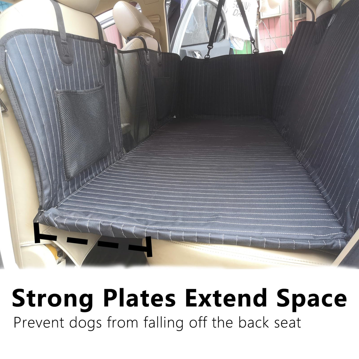YMETECH Back Seat Extender for Dogs, Dog Car Seat Cover, Back Seat Bridge Gap Filler, Non-Inflatable Car Camping Mattress Bed, Dog Hammock for Truck SUV (Black)