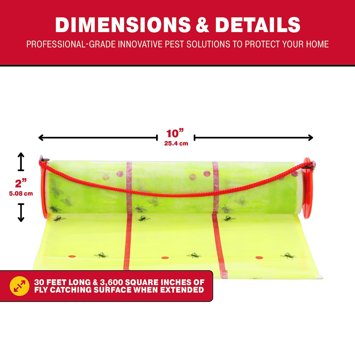 Catchmaster Giant Fly Glue Trap 1-Pack 30 Feet Each, Adhesive Fly Traps Outdoor, Sticky Bug Catcher, Bulk Flying Insect Paper Roll, Pest Control for Garage, Barn, Greenhouse & Garbage Room