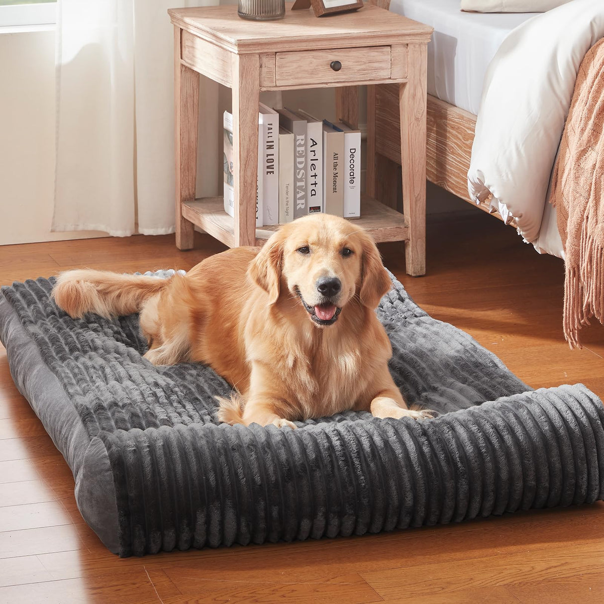 DEBANG HOME Dog Beds for Medium,Large Dogs Breeds,Sofa Dog Bed with Pillow for Crate Kennel, Super Soft Pet Bed for Support Bolster, Comfortable Pet Couch Bed & Non-Slip Bottom