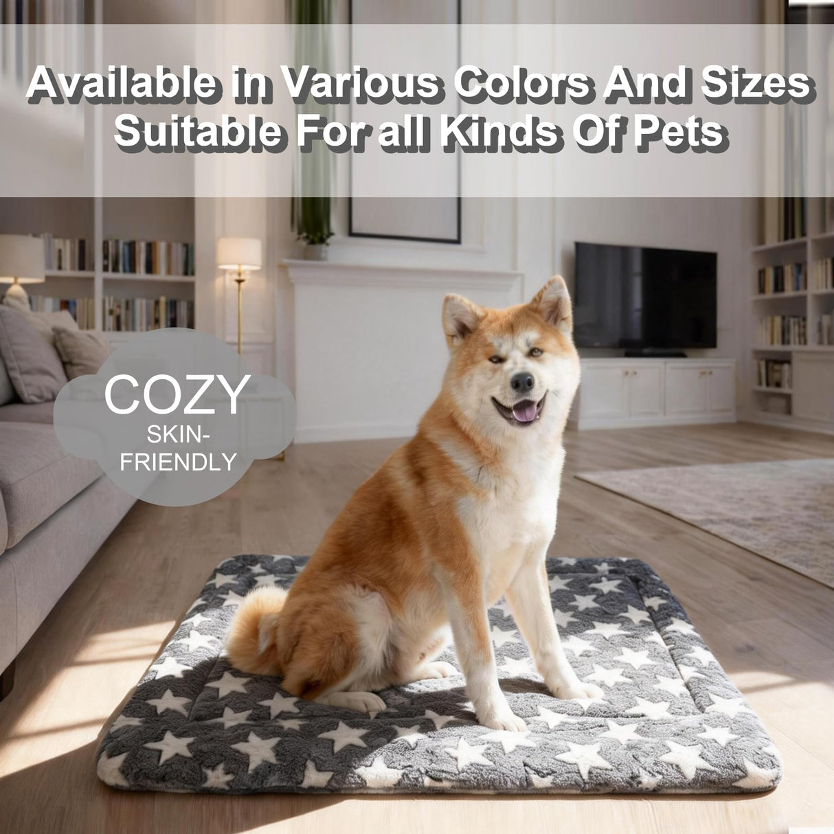 ROFKISS Washable Dog Bed Mat With Anti-Slip Bottom, Deluxe Plush Memory Foam Crate Pad & Waterproof Outdoor Kennel Mat For Dogs & Cats-Durable Crates Beds, Large Medium Small Puppy Size 30" x 20",Gray