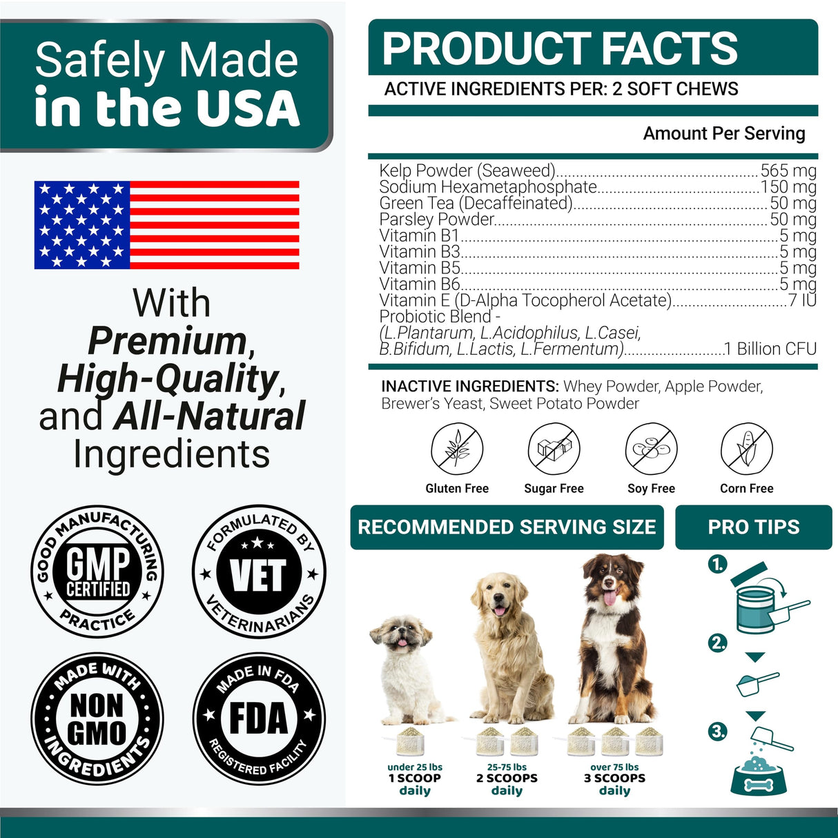 Advanced Dog Dental Powder, Breath Freshener with Multivitamin, Dog Teeth Cleaning, Bad Breath & Tartar and Plaque Off Remover for Dogs Probiotics lab co, Pet Oral Care - Vitamins and Supplements