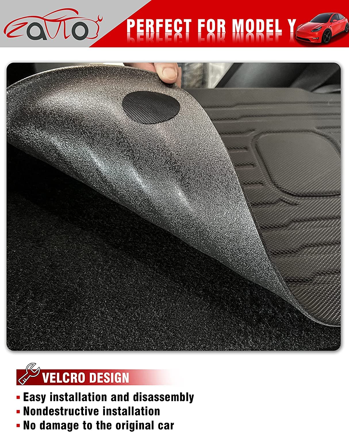 ZQULOYO Rear Seat Back Cover Backrest Protector for Tesla Model Y Accessories 2020 2021 2022 2023 2024 with Hook&Loop All Weather Split Dog Liner Pet Mat Cargo Trunk Liner 3 PCS