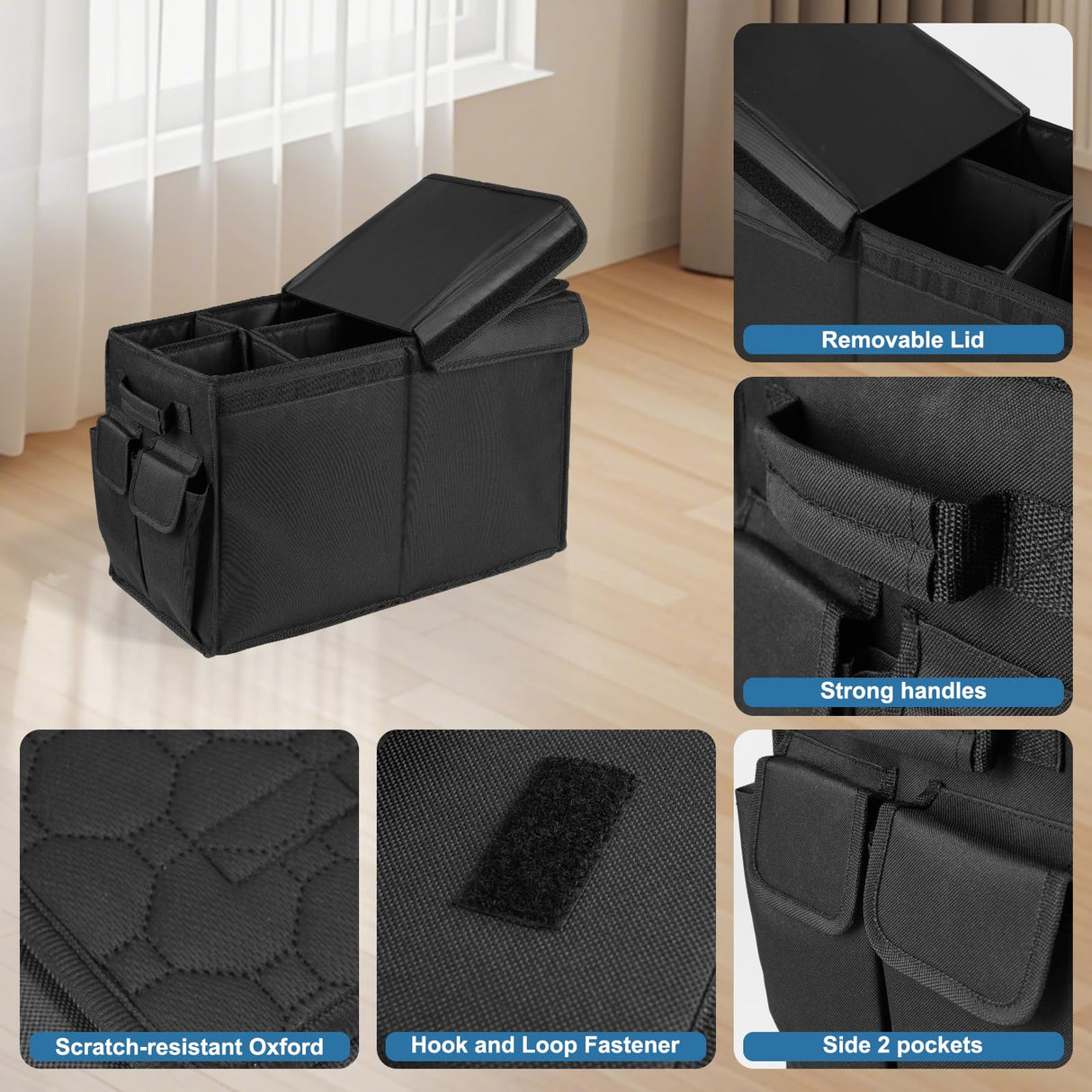 Back Front Seat Extender for Large Dogs Up to 200 Lbs, Adjustable Dog Back Seat Extender with Cushion & Storage Box, Car Organizer Gap Filler for Front or Back Seat