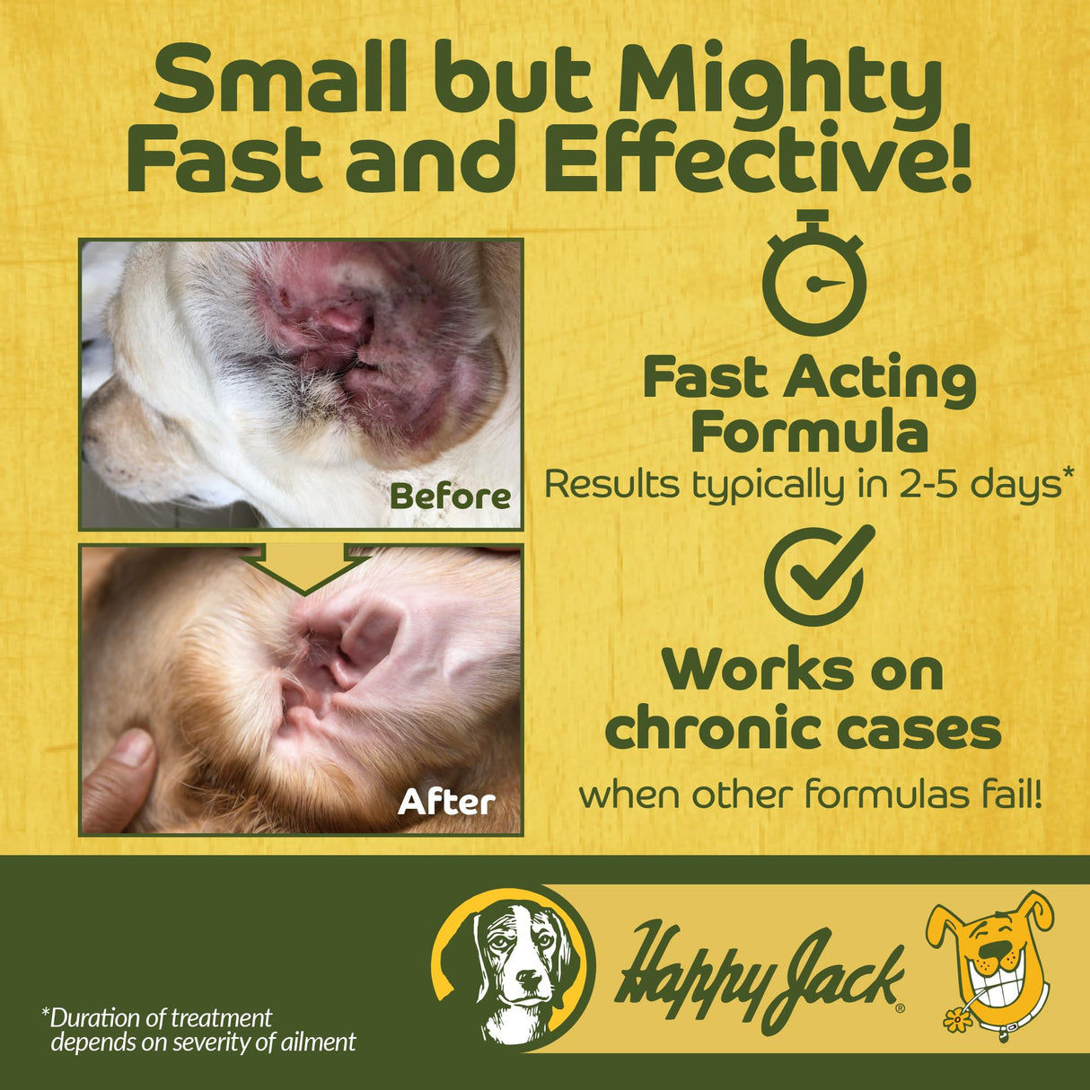 HAPPY JACK Ear Canker Powder (0.5 oz) Dog Ear Powder for Infections, Made in USA, Helps Allergies, Polyps, Overproduction of Wax