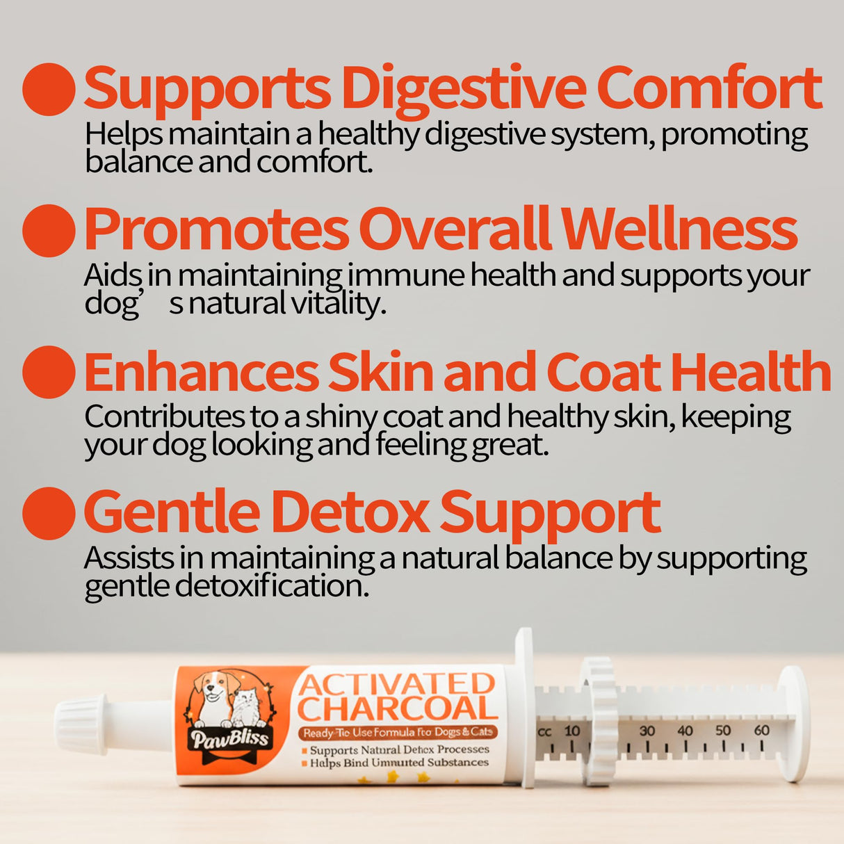 Activated Charcoal First Aid Kit -Emergency Support for Dogs, Cats & Puppies, Natural Charcoal Formula for Digestive Balance, Camping & Home Essential Oral Anti Diarrhea Digestive (60ml 1Tubes)