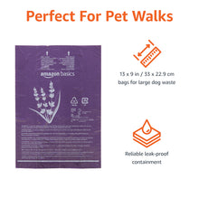 Load image into Gallery viewer, Amazon Basics Premium Lavender Scented Standard Dog Waste Bags, 900 bags,15 Count (Pack of 60)