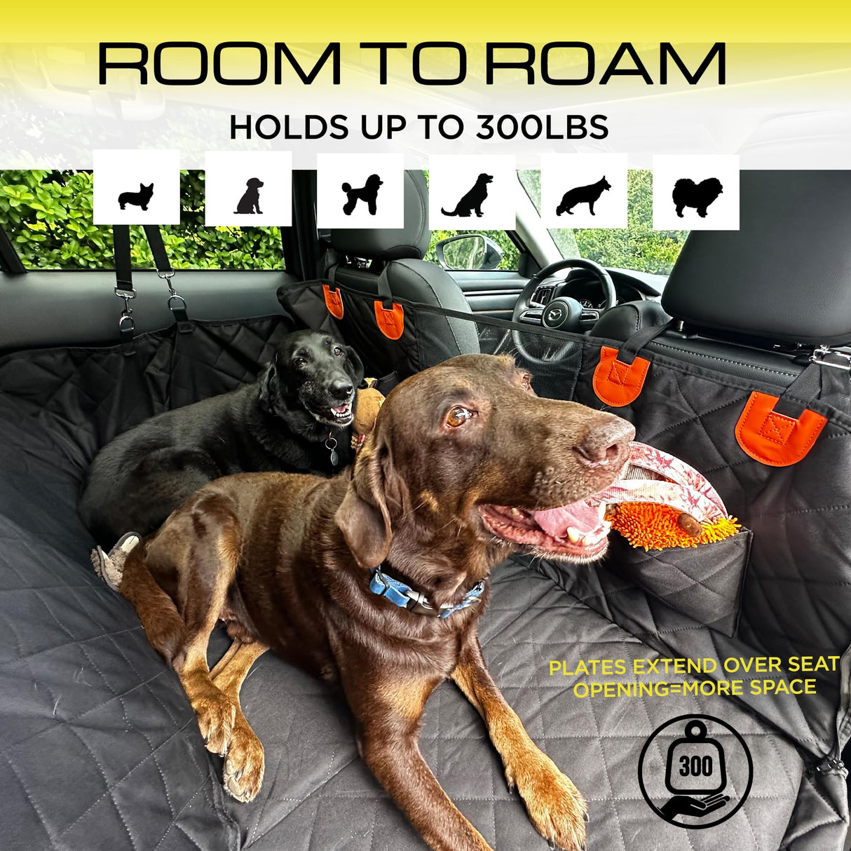ENDURTEK Dog Car Seat Cover for Back Seat | Universal Hard Bottom Back Seat Extender for Car, Truck, SUV | Waterproof Cargo and Truck Bed Protector Hammock with Storage Pockets for Medium & Large Dogs