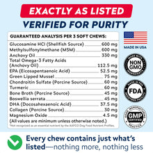 Load image into Gallery viewer, STRELLALAB Advanced Glucosamine Hip & Joint Supplement for Senior Dogs - Green Lipped Mussel & Collagen - Hip & Joint Pain Relief - Large & Small Breed - Joint Health - Bacon - 120 Chews