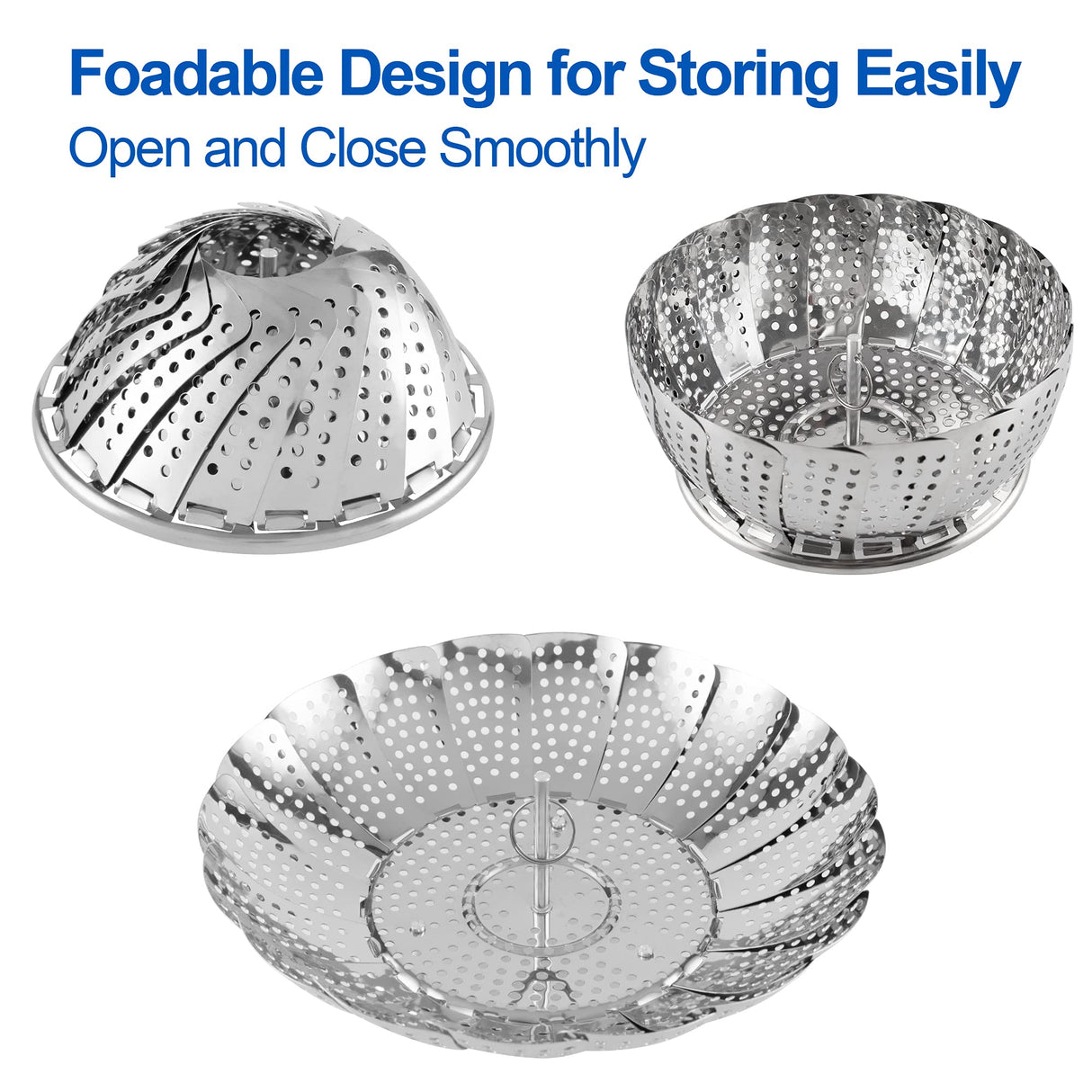 Vegetable Steamer Basket, Premium Stainless Steel Veggie Steamer Basket - Folding Expandable Steamers to Fits Various Size Pot Small (5.5" to 9.2")