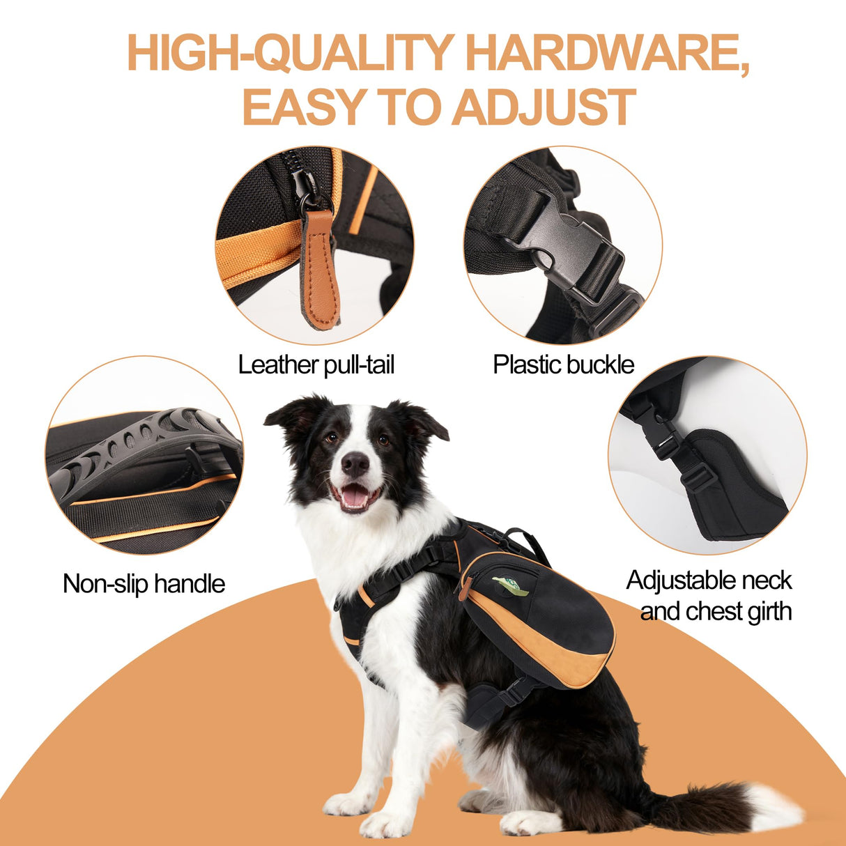 Dog Backpack Harness Suitable for Small Dogs, Adjustable Lightweight Pet Harness, Dog Carrying Bag Built-in Poop Bag Dispenser, Waterproof and Safe, Suitable for Hiking, Or Daily Walks, S