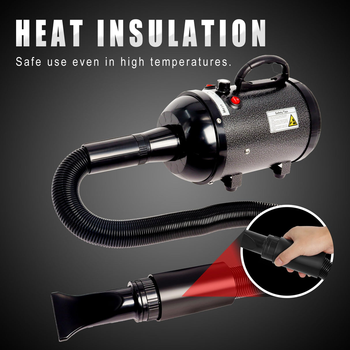MCCKLE Dog Hair Dryer High Velocity Professional Dog Blow Dryer with Adjustable Speed Dog Pet Grooming Dryer Blower with 4 Nozzle 2 Blow Temperature(Black)