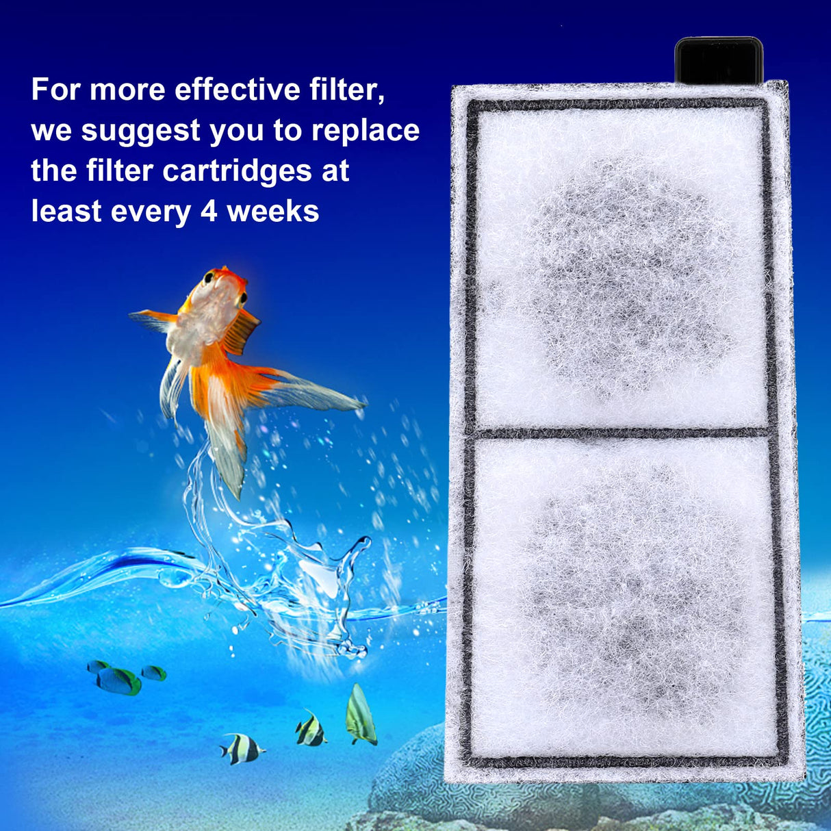AQQA 8 Pack Aquarium Replacement Filter Cartridge Fish Tank Filter Cartridge Aquarium Internal Filter (Large)