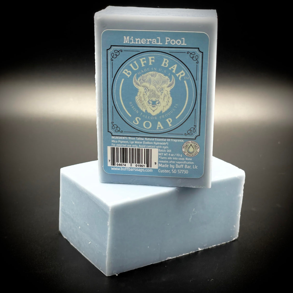 Big Crazy Buffalo Pure Bison Tallow Buff Soap Bar, Mineral Pool, (2 Pack) - Scents of Himalayan Sea Salt, Moss, & Freesia - Cleans, Moisturizes, Soothes, Hydrates - No Chemicals or Preservatives