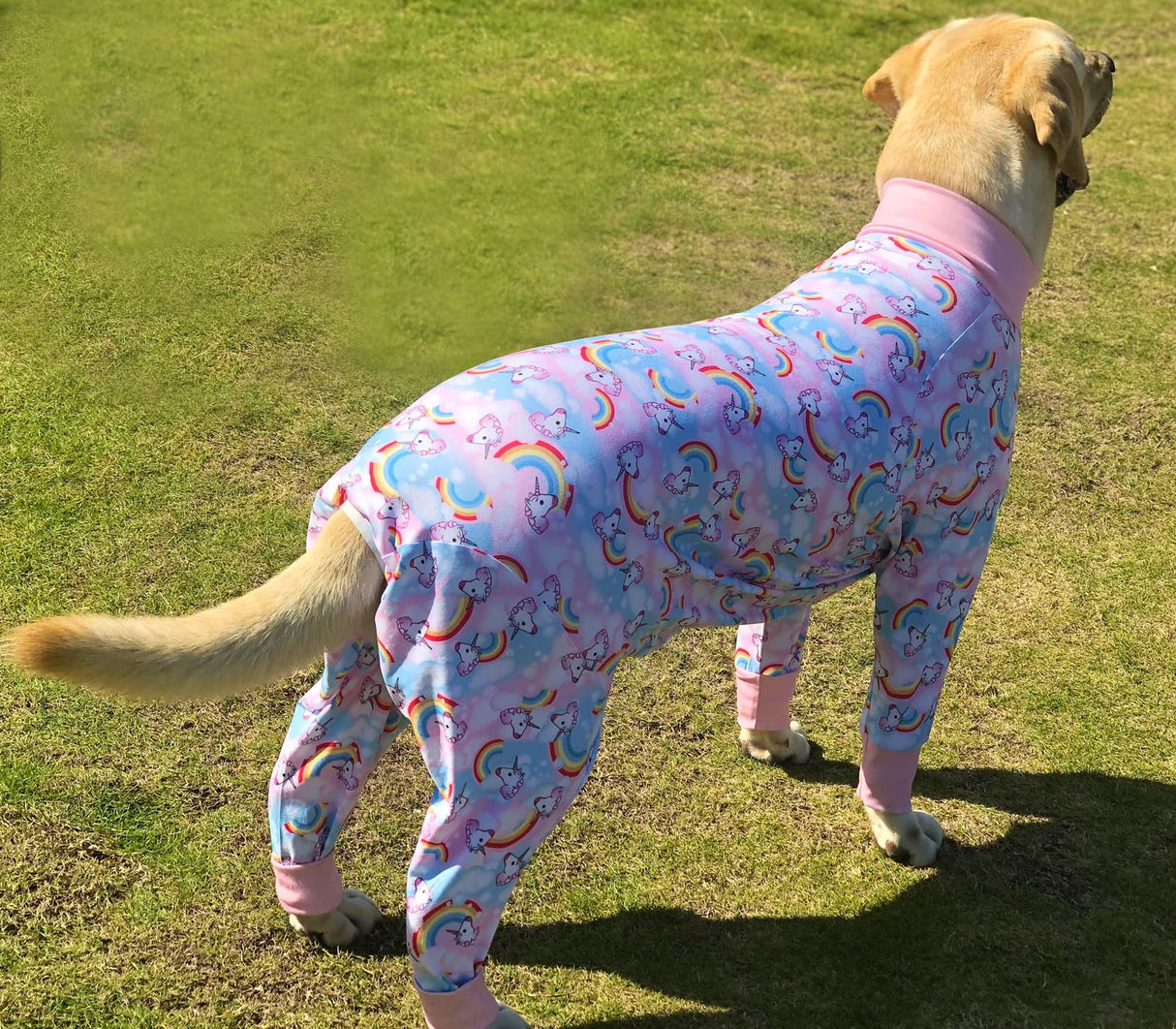 PriPre Dog Surgery Recovery Suit Ice Cream Candy Printed Long Sleeve Shirts Soft Pajamas Onesie Jumpsuit Prevent Licking Dogs Shedding Suit for Large Dogs(Pink,2XL)