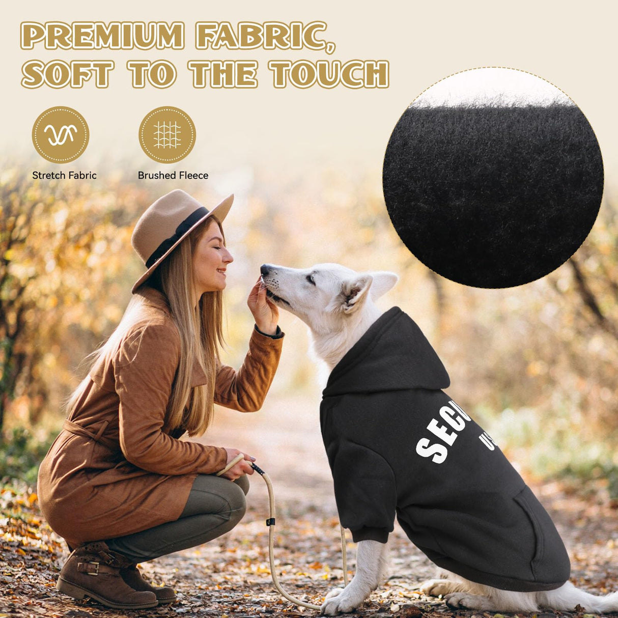 Dog Sweaters for Large Dogs,Security Dog Hoodie Warm Cozy Brushed Fleece Interior Pet Clothes Sweatshirt with Pocket Hoodie for Large Dogs(XXL)