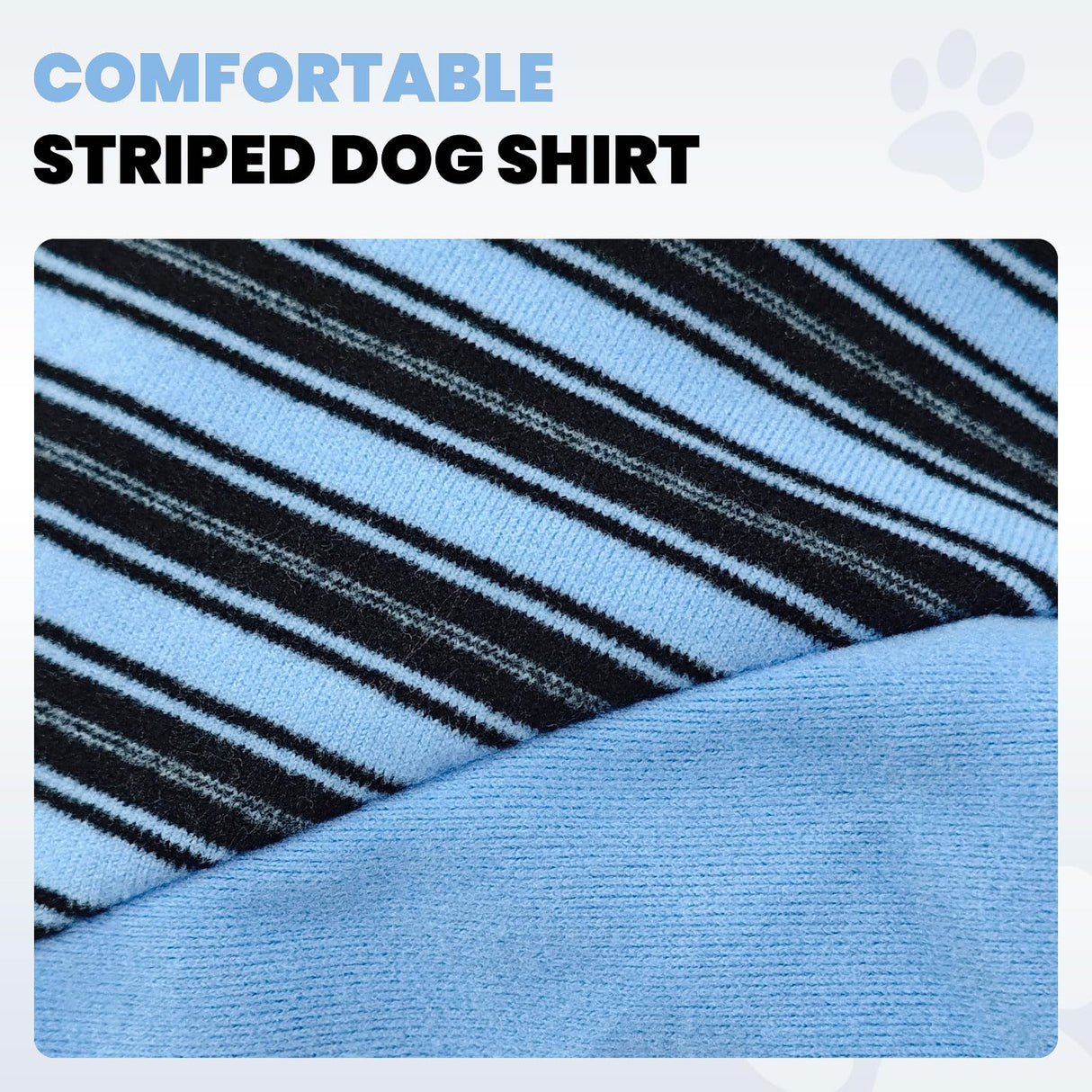 Fleece Dog T-Shirt with Leash Ring Lightweight Stretchy Dogs Clothes Striped Short Sleeves Pet Sweatshirt Soft Dog Shirts for Large Dogs Border Collie,Golden Retriever,Doberman(Blue,6X-Large)