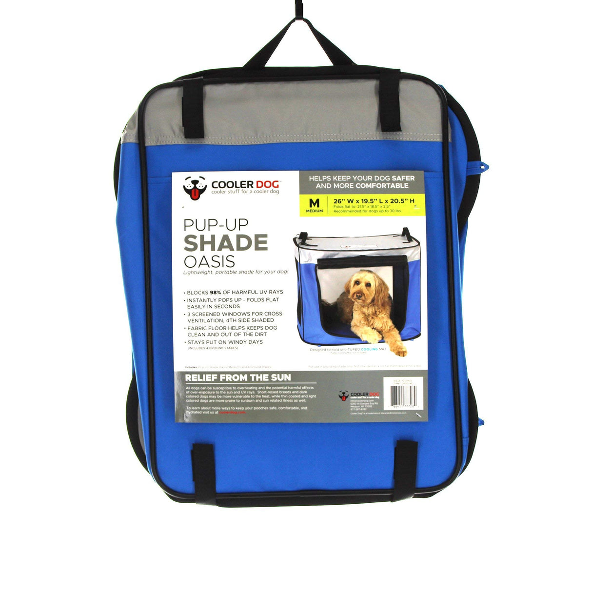 CoolerDog Pop Up Dog Shade Tent – Portable UV Sun Protection Shelter for Medium Dogs, Outdoor Beach & Camping Sun Shade (Medium)
