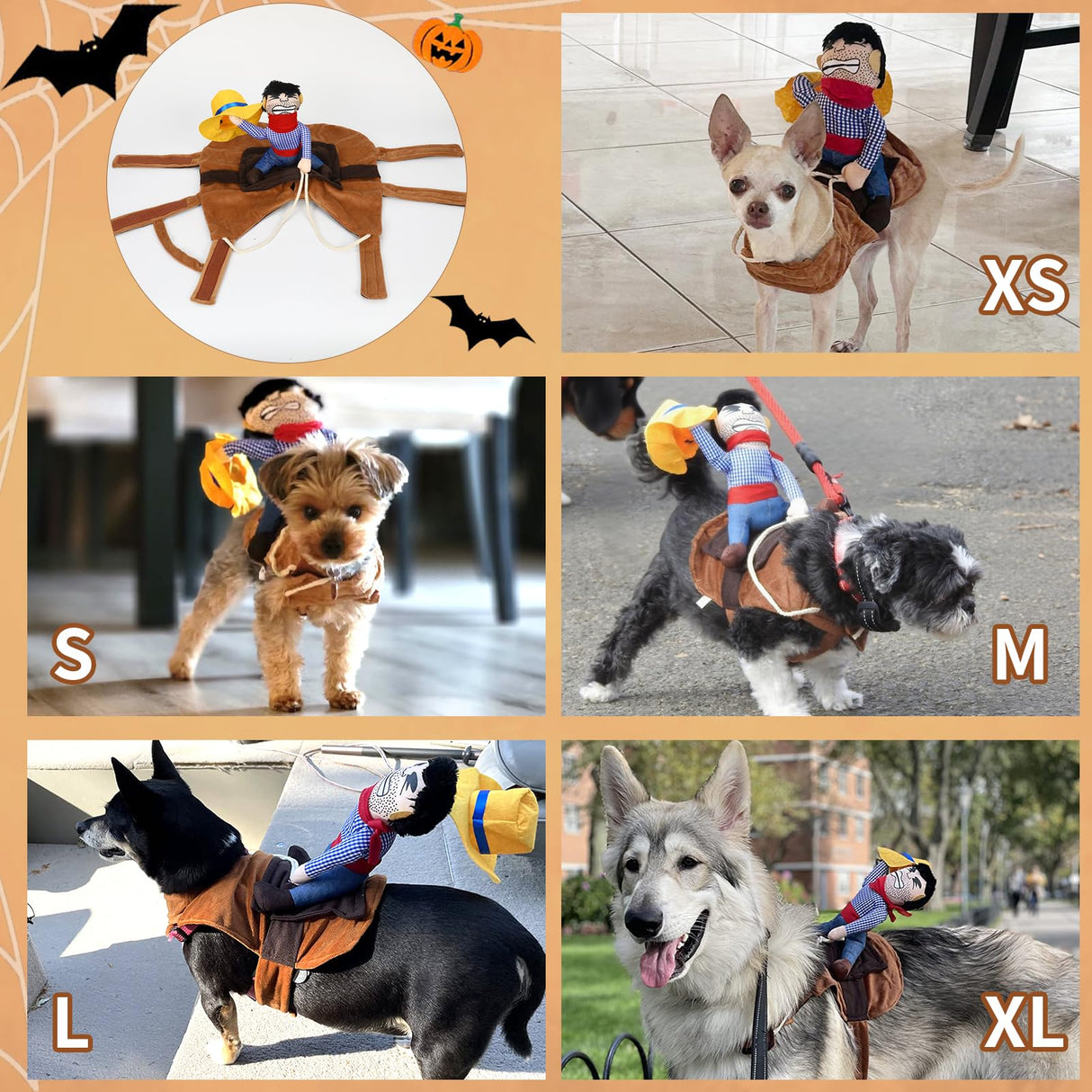 T2Y Cowboy Rider Dog Costume - Halloween Dog Costumes for Large Dogs, Dogs Clothes Knight Style with Doll and Hat for Halloween Day, Suitable for Shepherd, Husky, Shiba InuγXLγ