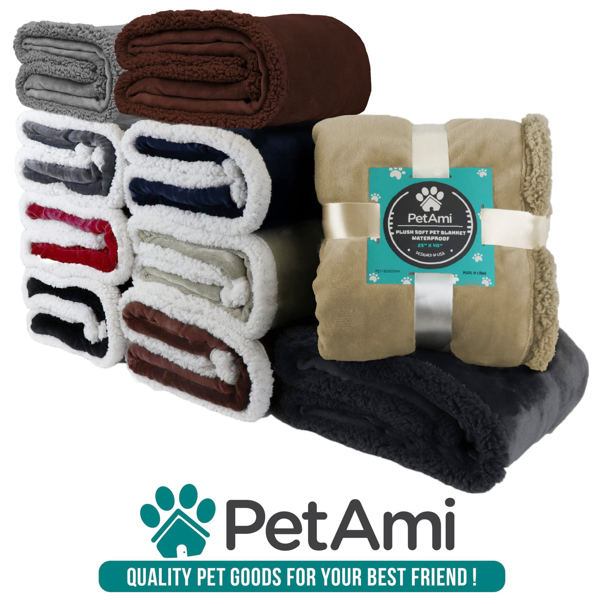 PetAmi Dog Blanket for Medium Large Dogs, Pet Bed Blanket Cat Puppy Kitten, Fleece Furniture Couch Cover Protector Sofa Car, Soft Sherpa Dog Throw Plush Reversible Washable, 40x60 Maroon Red