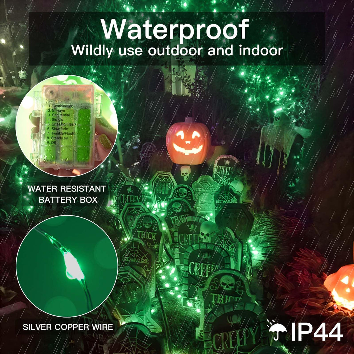suddus Green Christmas Lights Battery Operatd, 66ft 200LED St Patricks Day Decorations Lights Indoor, Fairy Twinkle Lights with Remote for Halloween, Bedroom, Patio, Backyard, Outdoor Decorations