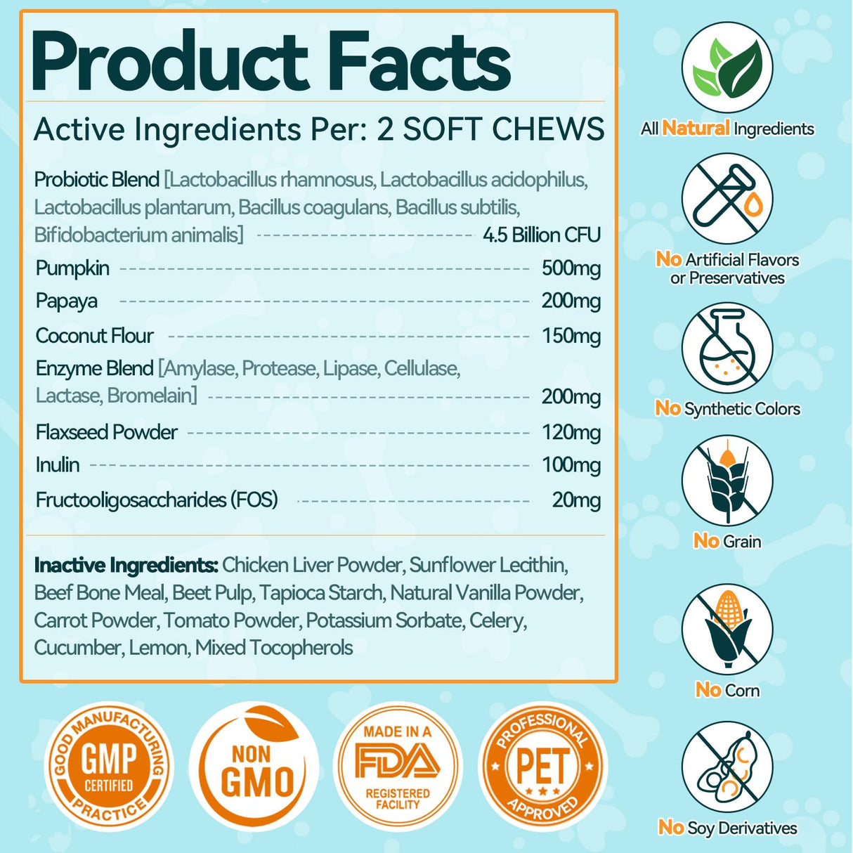 Carmelie Probiotics for Dogs, 200 Soft Chews Digestive Probiotics & Enzymes for Gut Health with Pumpkin, Fibre for Dogs Anti Diarrhea, Upset Stomach, Gas Relief, Itchy Skin & Immune Support (Chicken)