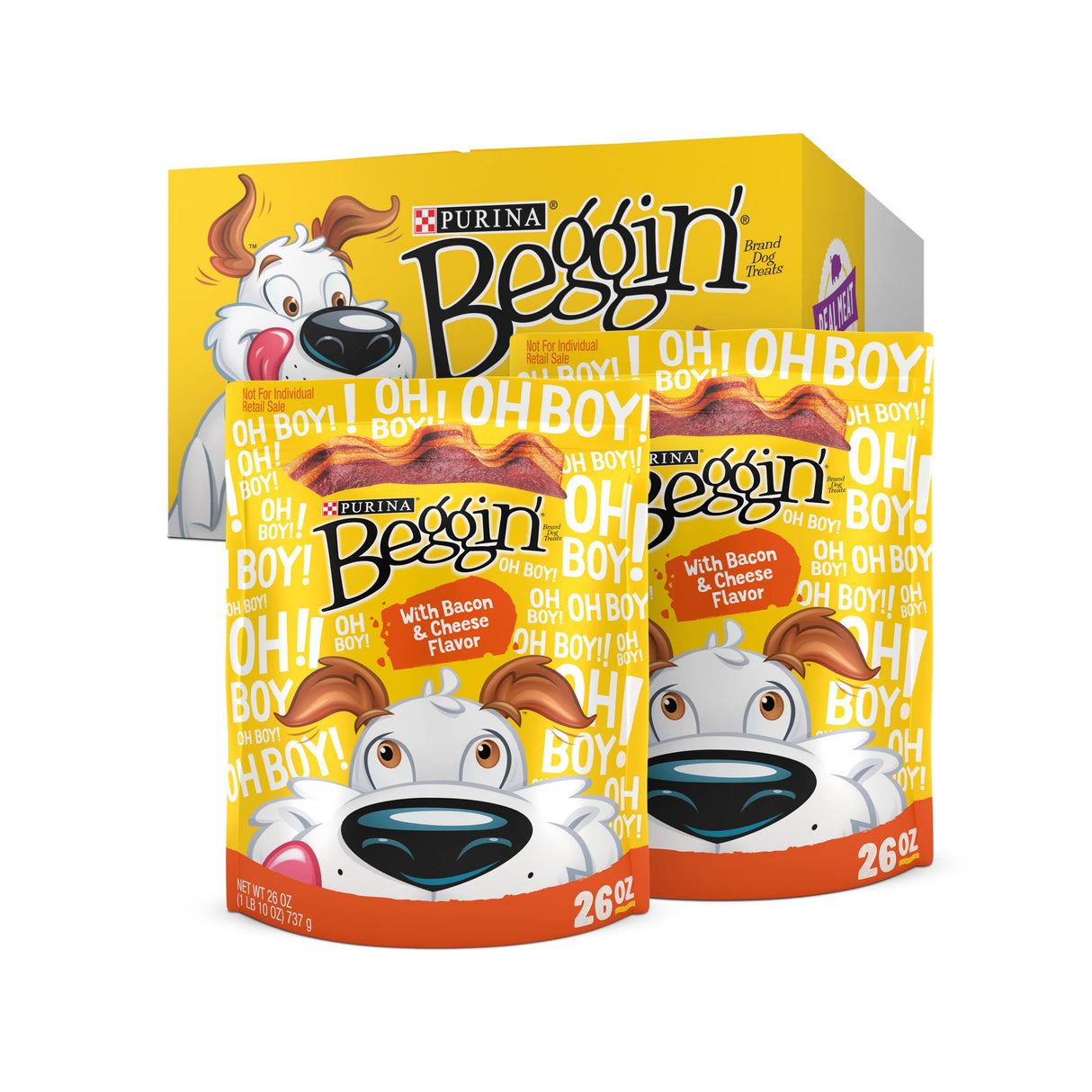 Purina Beggin' Strips With Real Meat Dog Training Treats With Bacon and Cheese Flavors - (Pack of 2) 26 oz. Pouches