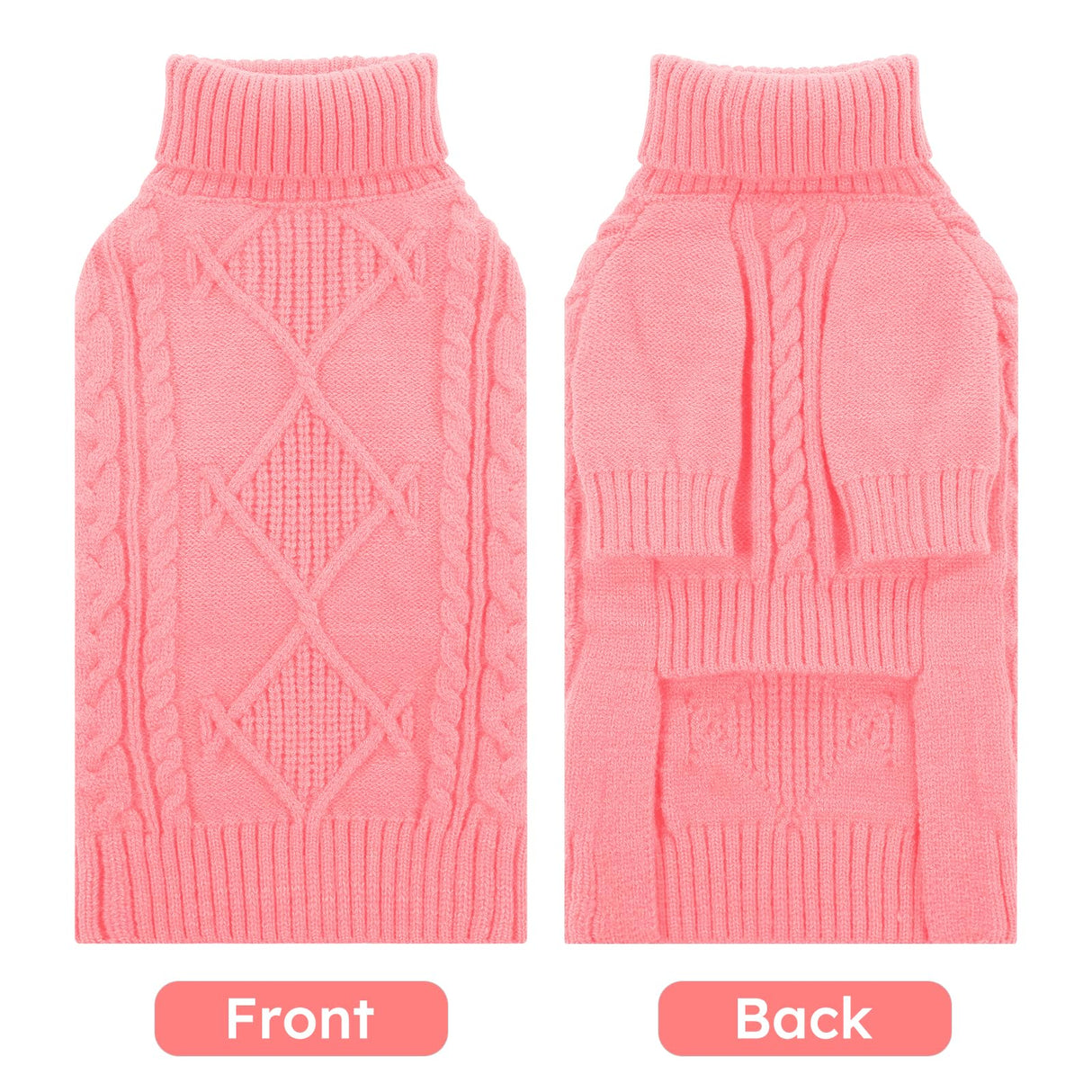 ASENKU Knitted Dog Sweater, Pullover Big Thermal Dog Winter Sweater, Turtleneck Doggy Sweaters for Large Medium Dogs Boy Girl,Warm Pet Sweatshirt for Maltese,Mini Dachshund,M