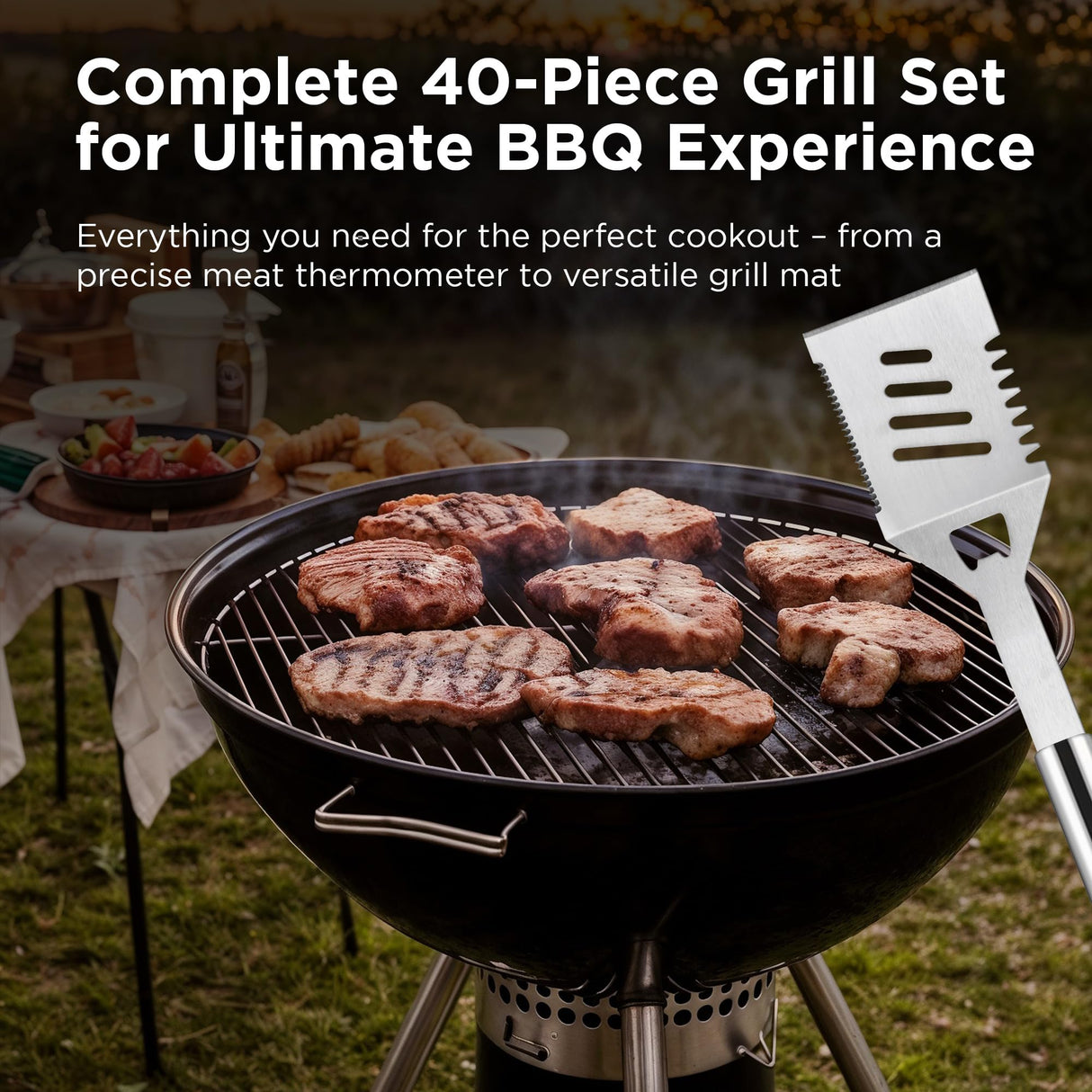 Kaluns BBQ Accessories, Complete Grill Set Dad Gifts for Fathers Day, 40 Pcs Premium Heavy Duty Stainless Steel Barbecue Grill Accessories for Outdoor Grill Gifts for Men