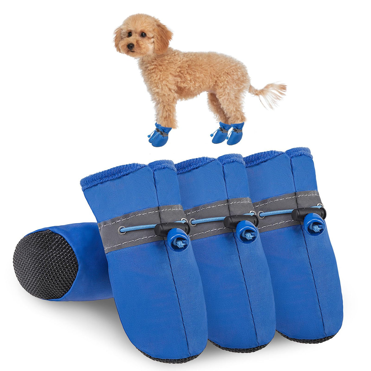 SCENEREAL Dog Shoes for Hot Pavement for Small Medium Dogs Paw Protectors, Summer Heat Boots Resistant Waterproof Soft Outdoor Walking Indoor Hardfloors, Blue Size 4