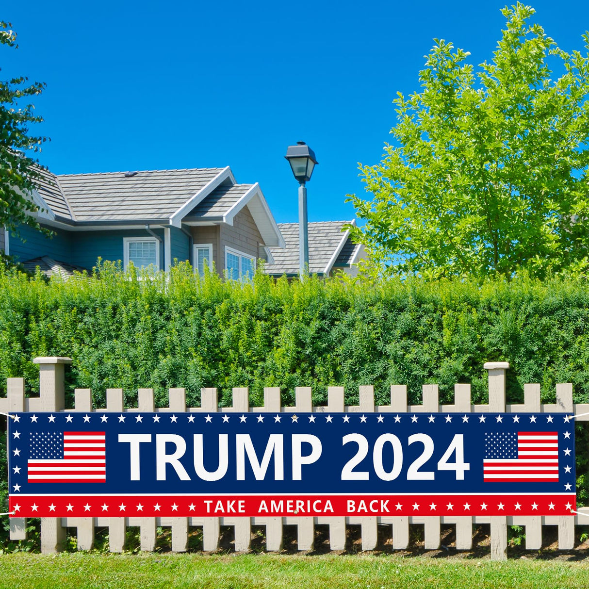 Probsin Trump 2024 Banner 120" x 20" Decorations Take America Back Blue Red Star America Yard Sign Flag Party Supplies Photo Backdrop Poster Hanging Outdoor Gate Decor Fence Door Indoor Wall