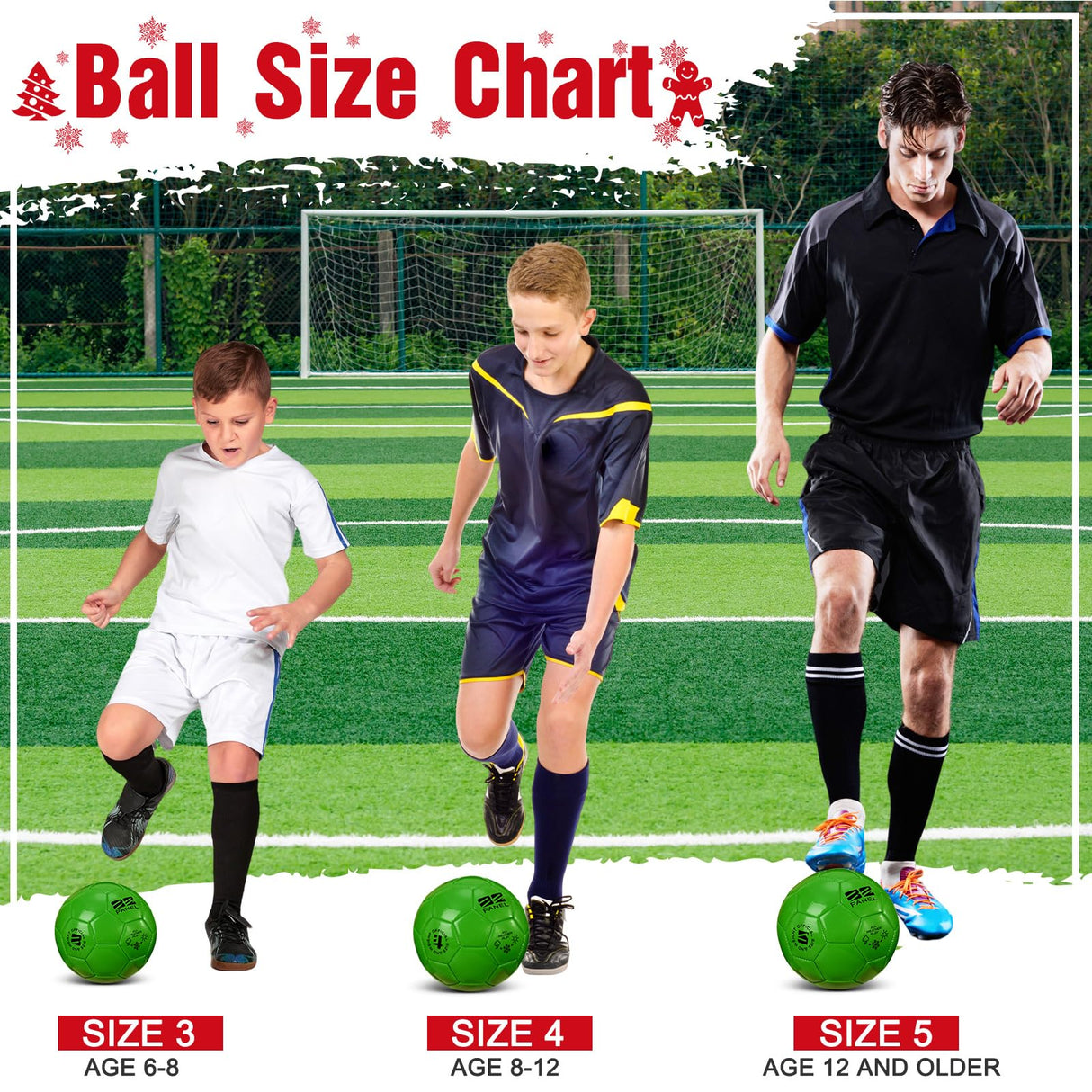 Shappy 2 Pcs Operation Christmas Soccer Balls Bulk with Pump, Mesh Bag Official Size 3 4 5 Indoor Outdoor Soccer Ball for Game Practice Training Sport Soft Soccer Gift for Child Adult(Size 5,Green)