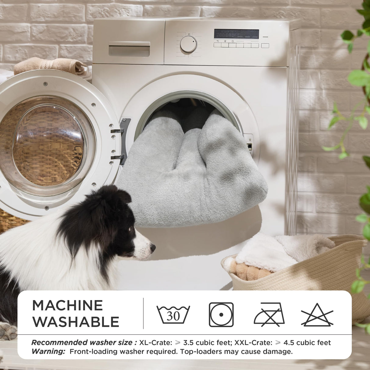 Bedsure Small Dog Bed for Crate Washable, Comfort Fluffy Plush Pillow Bed Crate Pad, Non-Slip and Machine Washable Kennel Pet Sleeping Mat for Puppy/Cat, 24"x17", Gray